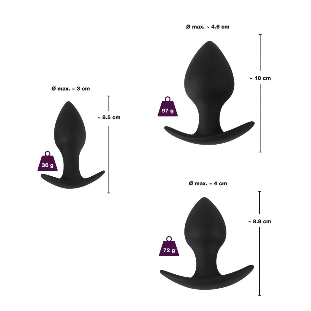 Black Velvet Silicone Three Piece Anal Training Set-Katys Boutique