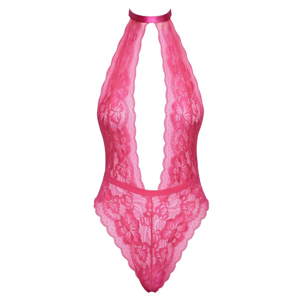 Kissable Halterneck Lace Body Pink-Katys Boutique