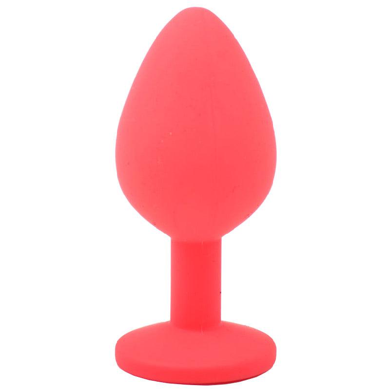 Medium Red Jewelled Silicone Butt Plug-Katys Boutique