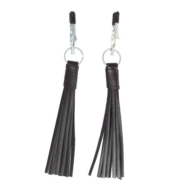 Nipple Clamps With Black Leather Tassels-Katys Boutique