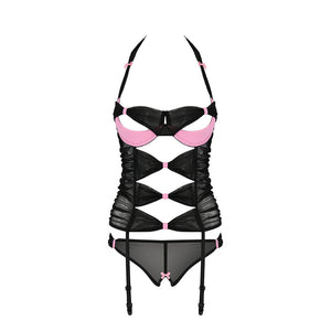 Passion Praline Black And Pink Corset-Katys Boutique