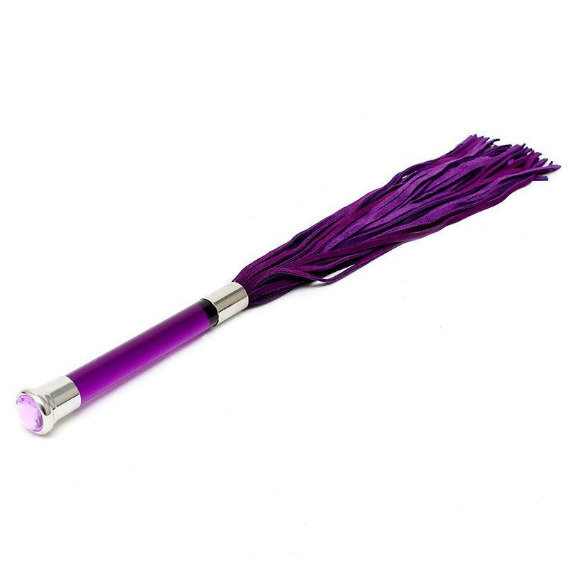 Purple Suede Flogger With Glass Handle And Crystal-Katys Boutique