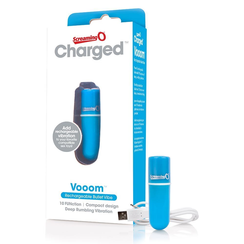 Screaming O Charged Vooom Rechargeable Bullet Blue-Katys Boutique