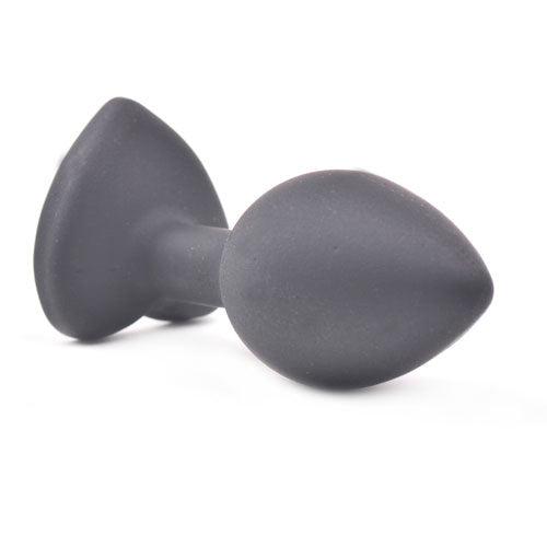 Small Heart Shaped Diamond Base Black Butt Plug-Katys Boutique