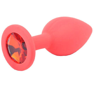 Small Red Jewelled Silicone Butt Plug-Katys Boutique