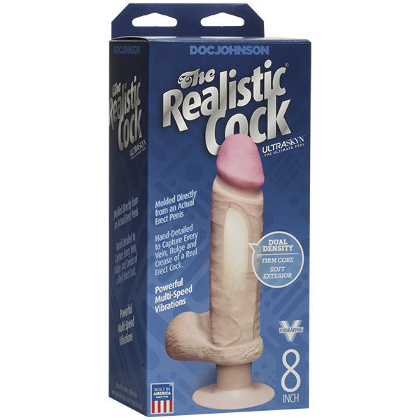 The Realistic Cock 8 Inch Vibrating Dildo Flesh Pink-Katys Boutique