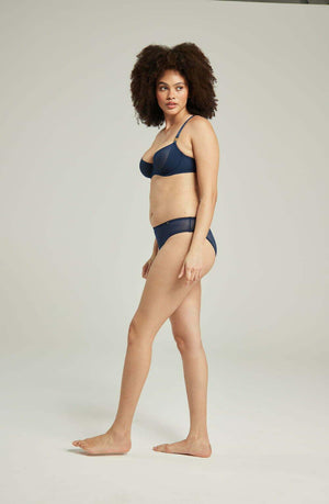 The Sheer Deco High Leg Brief Navy-Katys Boutique