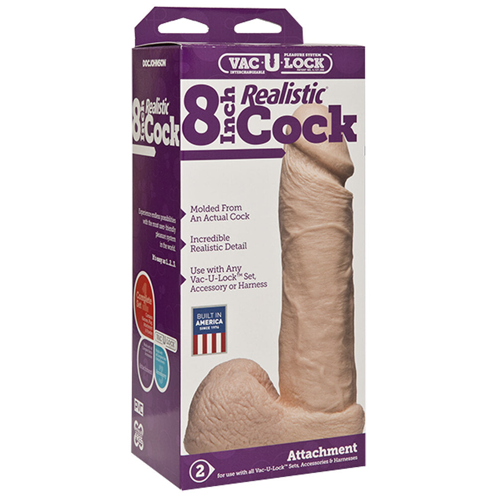 VacULock 8 Inch Realistic Cock Attachment Flesh Pink-Katys Boutique