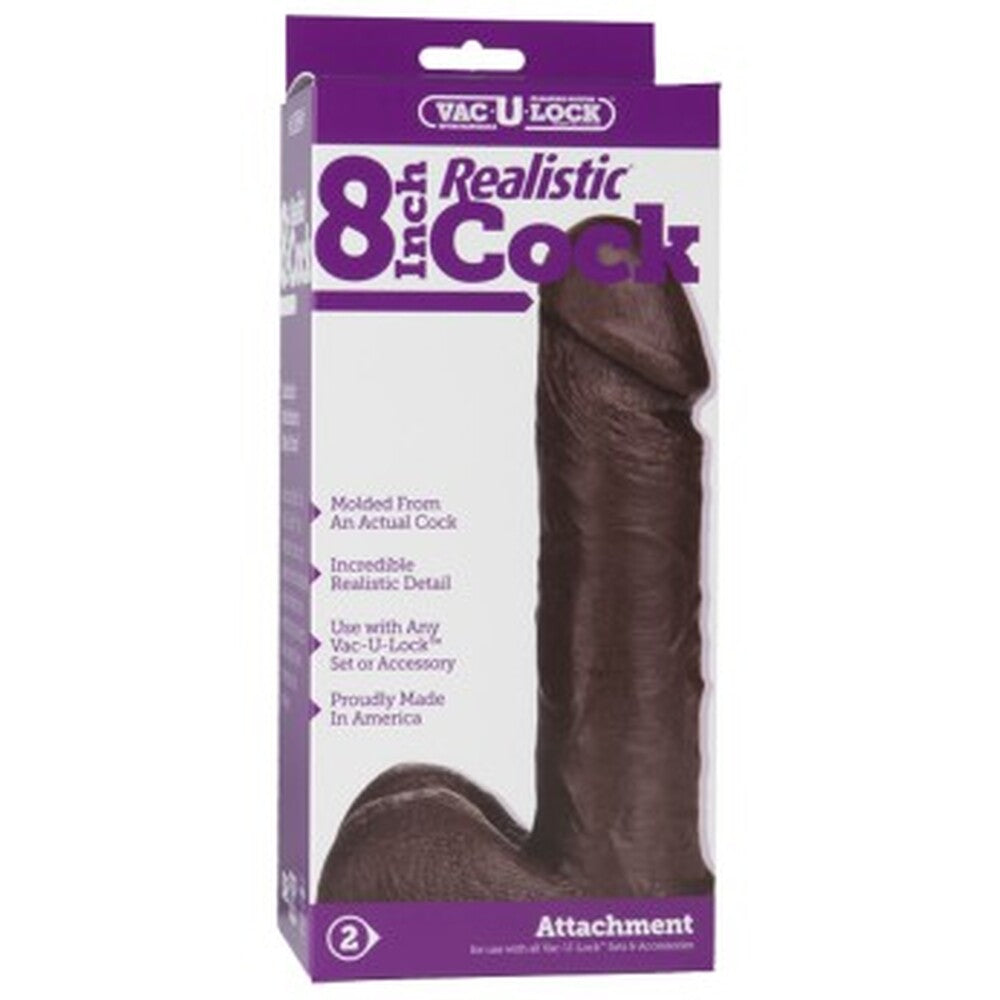 VacULock 8 Inch Realistic Dildo Attachment Black-Katys Boutique