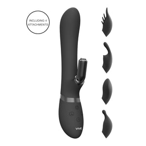 Vive Chou Double Action Interchangeable Rabbit Vibrator Black-Katys Boutique