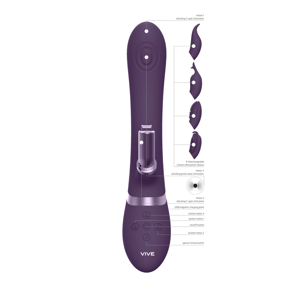 Vive Etsu Interchangeable Rabbit Vibrator Purple-Katys Boutique