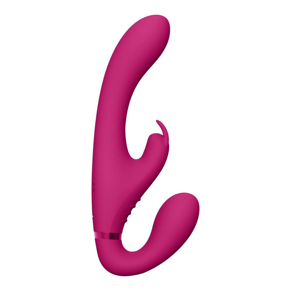 Vive Suki Triple Action Strapless Strap On Vibrator Pink-Katys Boutique