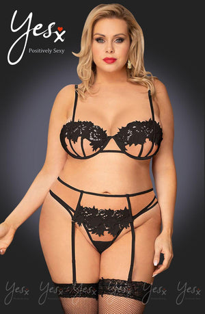 Yesx Yx953Q 3Pc Black Bra Set-Katys Boutique