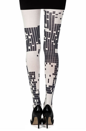 Zohara "Game Boy" Cream Print Tights-Katys Boutique