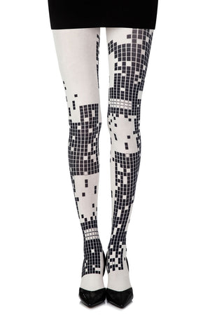 Zohara "Game Boy" Cream Print Tights-Katys Boutique