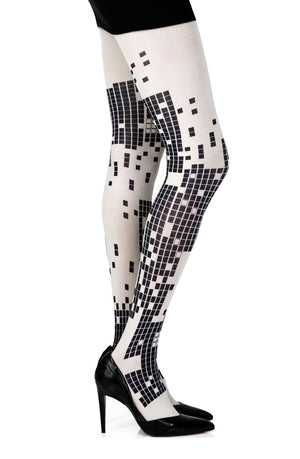 Zohara "Game Boy" Cream Print Tights-Katys Boutique