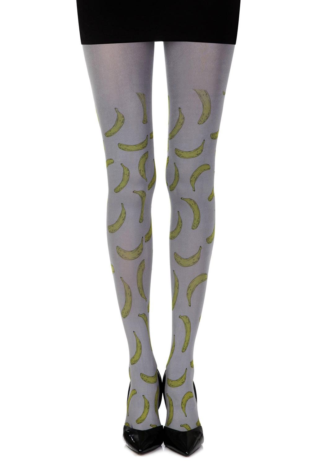 Zohara "Going Bananas" Grey Print Tights-Katys Boutique