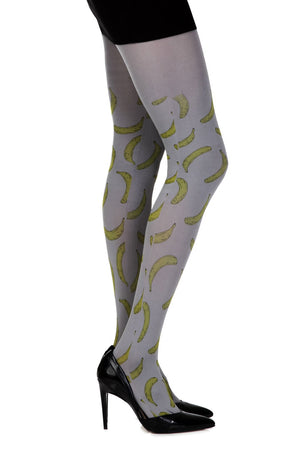 Zohara "Going Bananas" Grey Print Tights-Katys Boutique