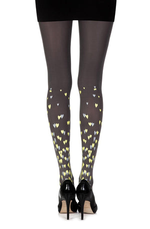 Zohara "Queen Of Hearts" Grey Print Tights-Katys Boutique