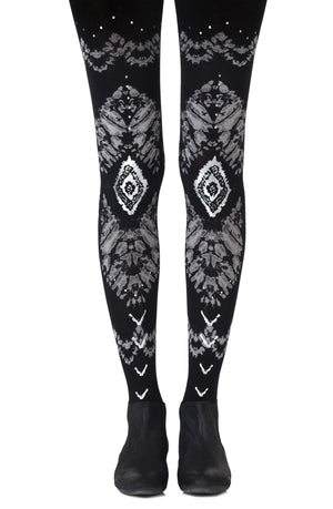 Zohara "The Long And Winding Road" Black Print Tights-Katys Boutique