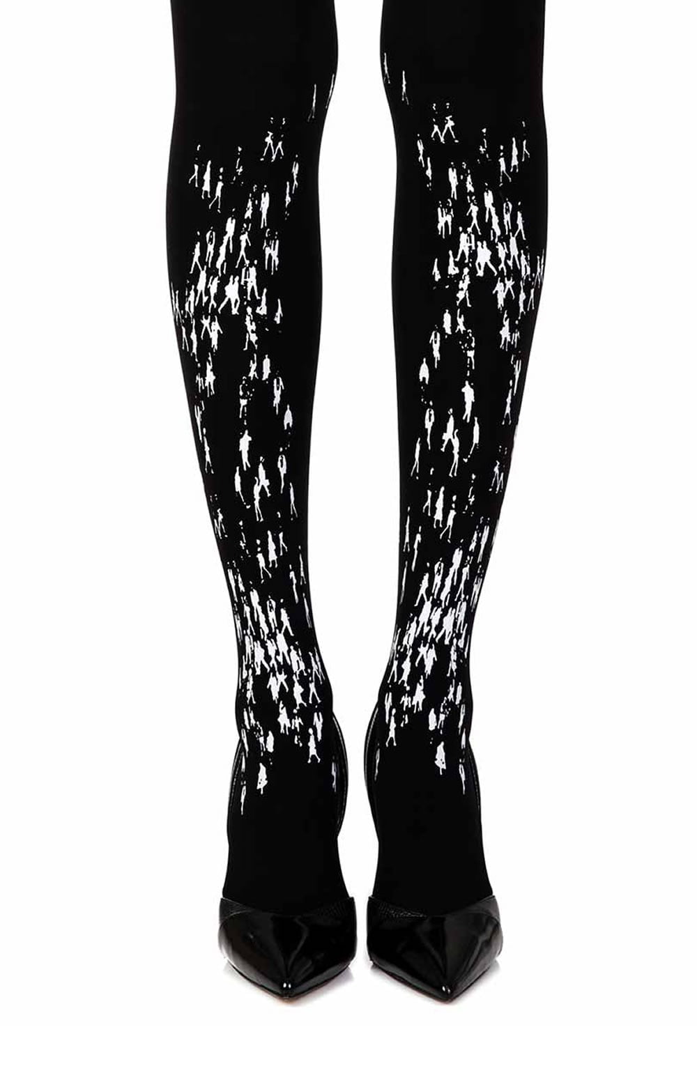 Zohara "Walking By" Black Print Tights-Katys Boutique