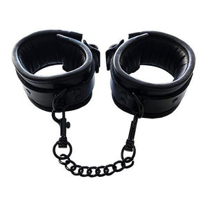 Rouge Padded Leather Ankle Cuffs Black